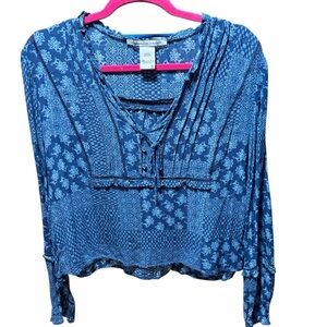 American Rag Company Boho Blue Floral Women's Top